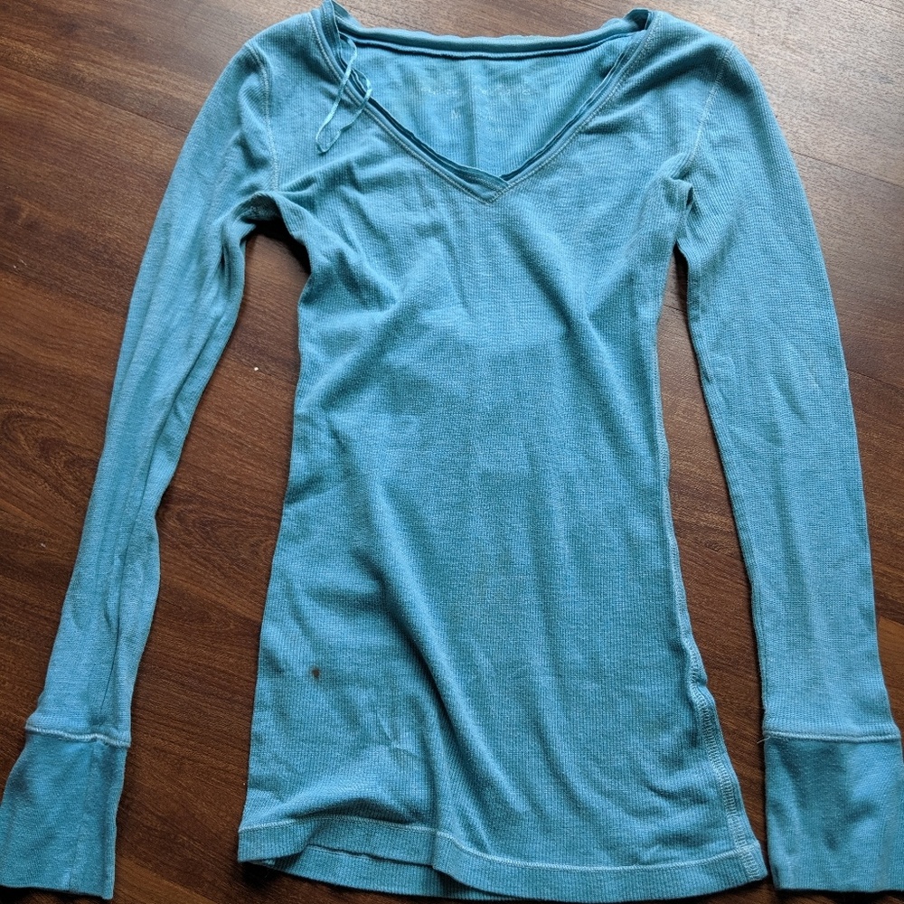 Green and Blue V-Neck Shirts